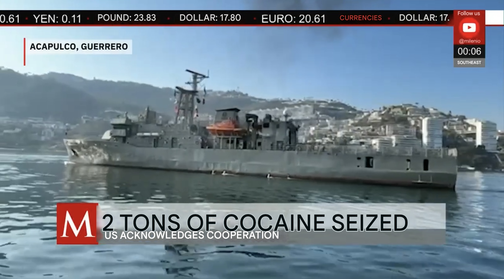 Mexican Navy Seizes Two Tons of Cocaine Off the Coast of Acapulco