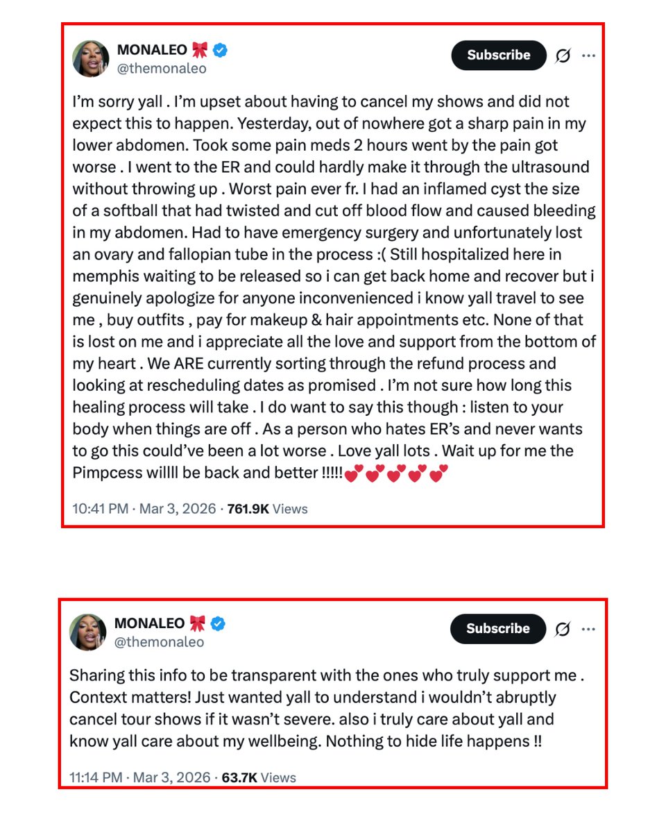 Monaleo Cancels Tour Dates Over Medical Emergency