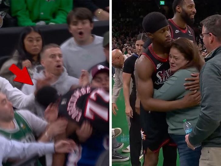 Sixers’ V.J. Edgecombe Hugs Woman After Courtside Collision